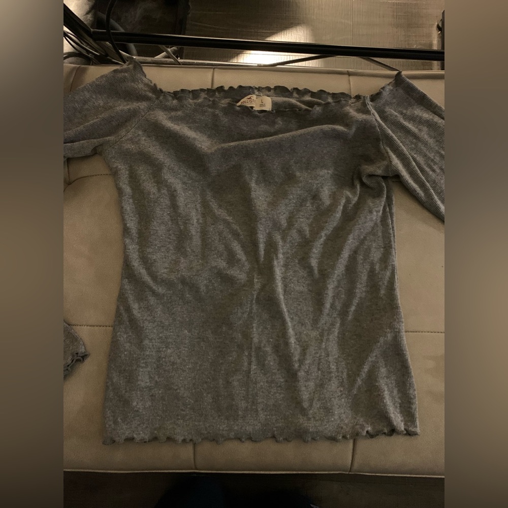 Women’s Hollister Large Off The Shoulder Grey Long Sleeve Shirt